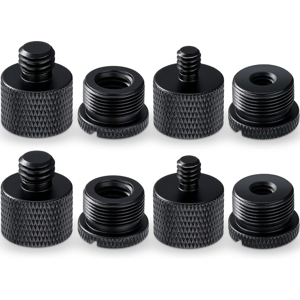 Buy now 8 Pieces Mic Stand Adapter 5/8 Female to 3/8 Male and 3/8 Female to 5/8 Male, 5/8 Female to 1/4 Male and 1/4 Female to 5/8 Male Screw Thread Adapter Mic Thread Adapter Set for Microphone (Black) Black at indiglob india