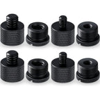 Buy now 8 Pieces Mic Stand Adapter 5/8 Female to 3/8 Male and 3/8 Female to 5/8 Male, 5/8 Female to 1/4 Male and 1/4 Female to 5/8 Male Screw Thread Adapter Mic Thread Adapter Set for Microphone (Black) Black at indiglob india