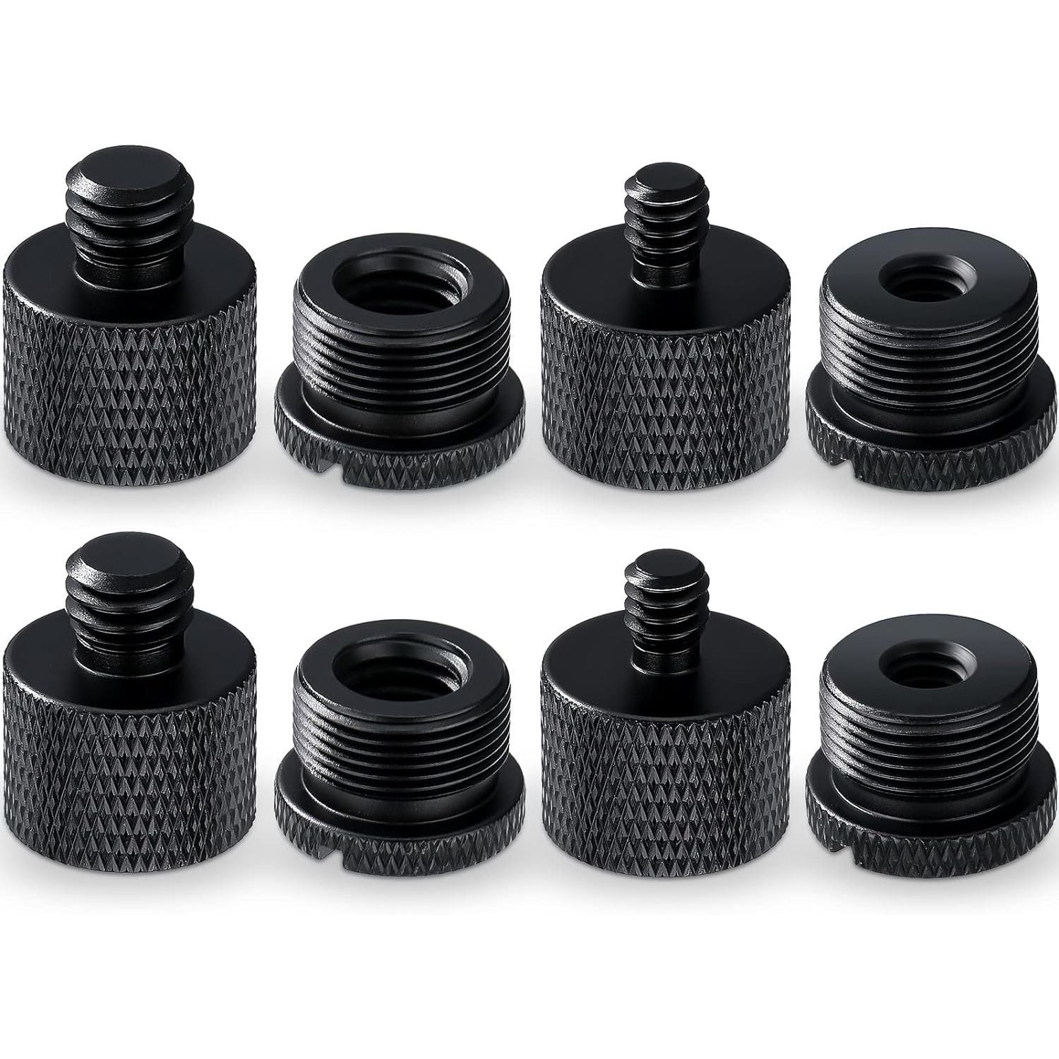 Buy now 8 Pieces Mic Stand Adapter 5/8 Female to 3/8 Male and 3/8 Female to 5/8 Male, 5/8 Female to 1/4 Male and 1/4 Female to 5/8 Male Screw Thread Adapter Mic Thread Adapter Set for Microphone (Black) Black at indiglob india