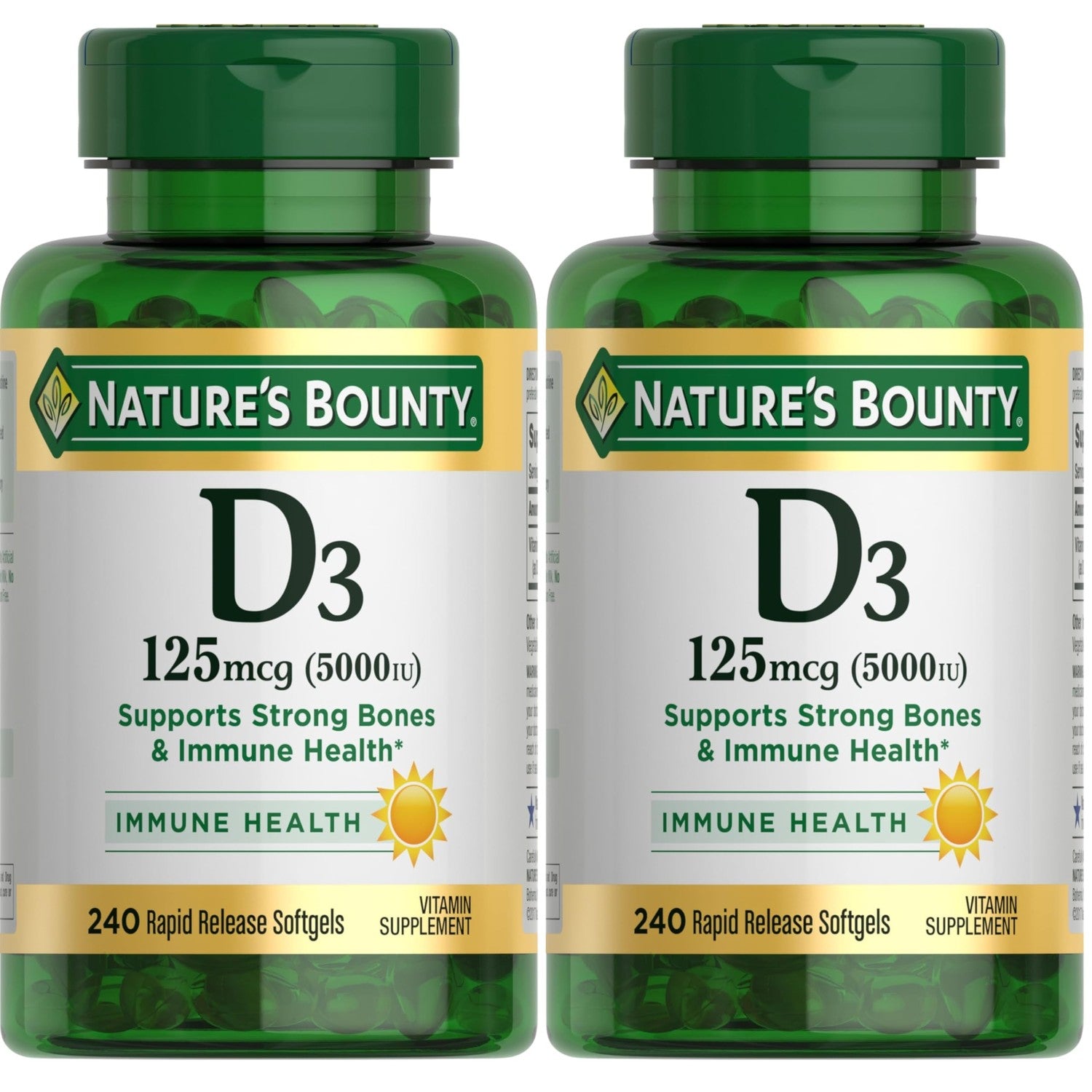 Nature's Bounty Vitamin D3 5000 IU Softgels, 240 Count
