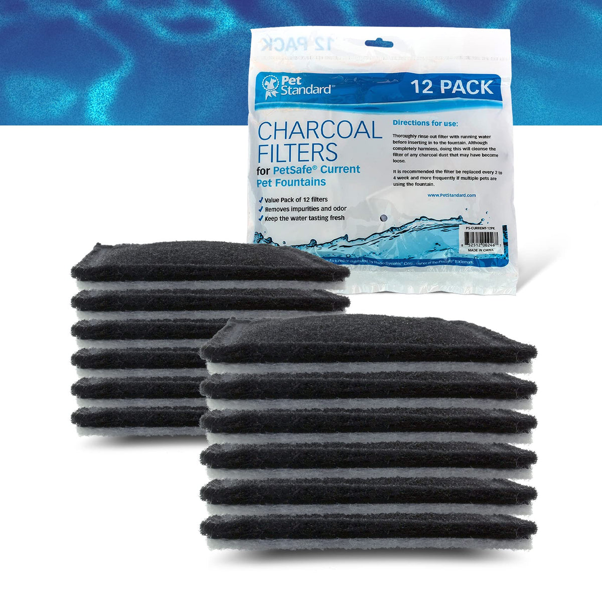 PET STANDARD Filters for PetSafe Current & Aqua Cube, 12-Pack