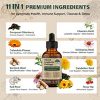 Natural Lymphatic Drainage 11-in-1 Herbal Liquid Supplement - 90 Day Supply | with Cleavers,Elderberry, Echinacea, Dandelion, Calendula & Burdock, Supports Lymphatic Health, Detox & Daily Wellness