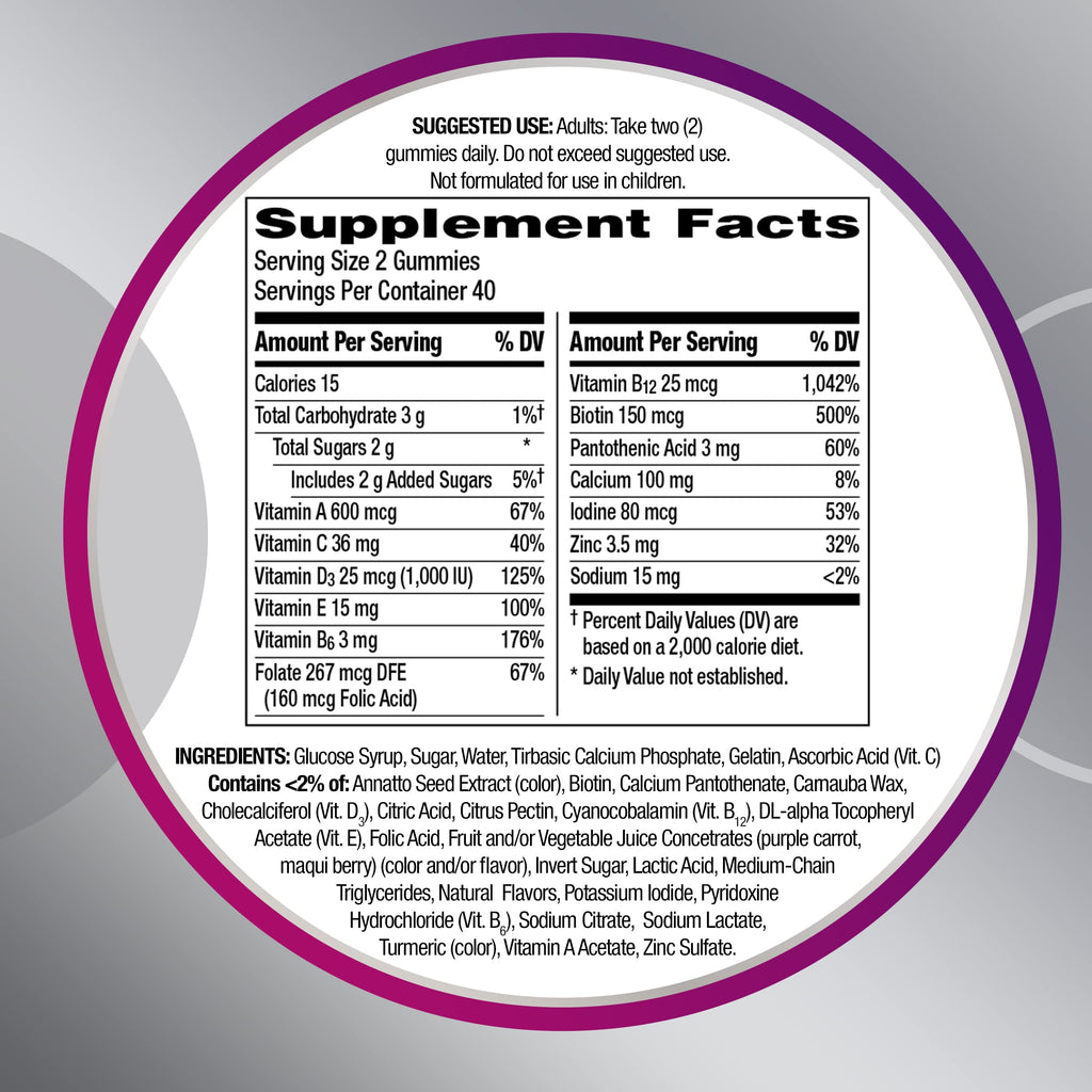Centrum MultiGummies for Women 50 and Over, 140 Count | Contains Vitamin D3, B Vitamins, Calcium, and Antioxidants, Non-GMO Ingredients, Supports Memory and Cognition, GLP-1 Support