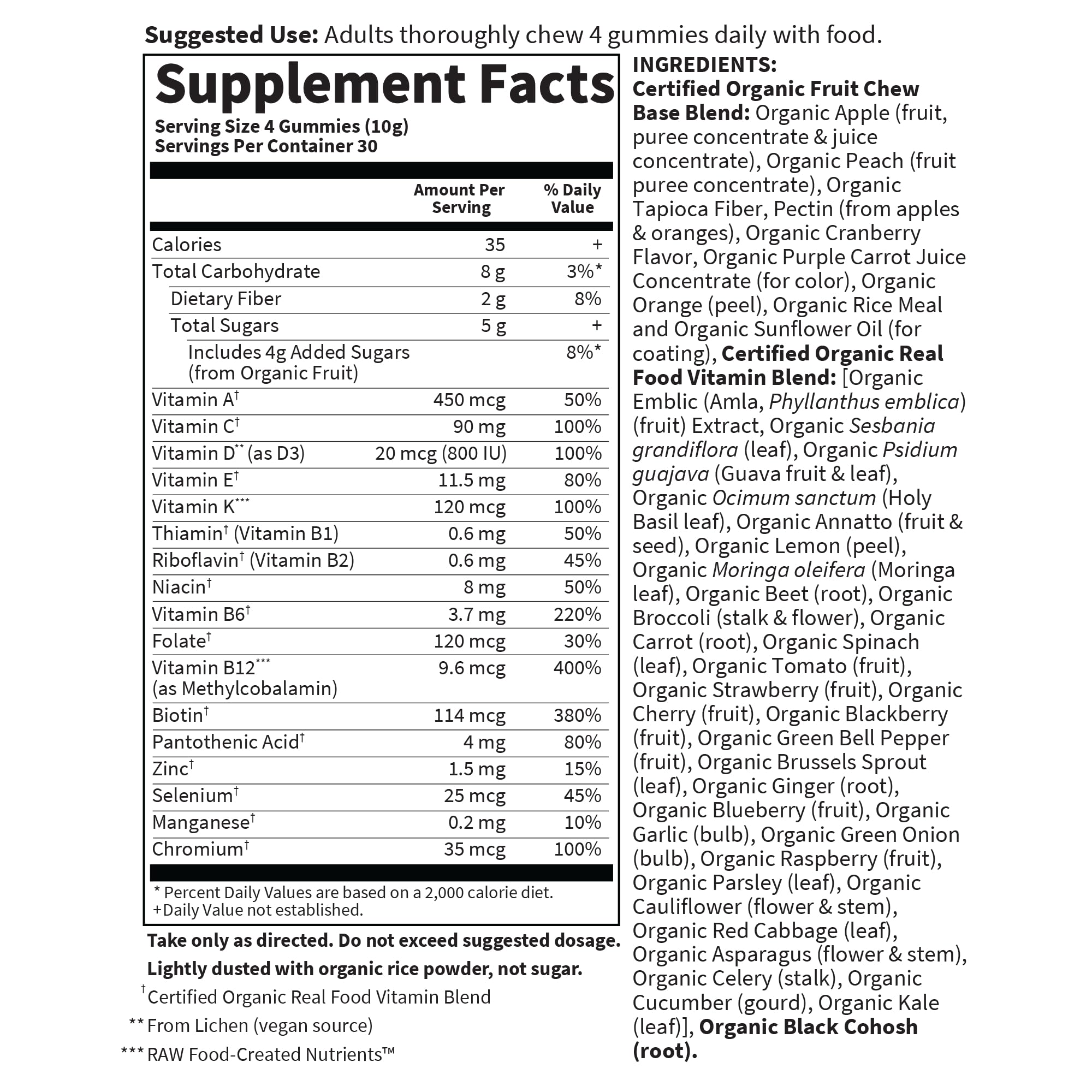 Garden of Life Organics Women 40+ Gummy Multivitamin, 120 Gummies | Certified Organic, Non-GMO, Vegan, Kosher Complete Multi- Methyl B12, C & D3, Gluten, Soy & Dairy Free, Real Fruit