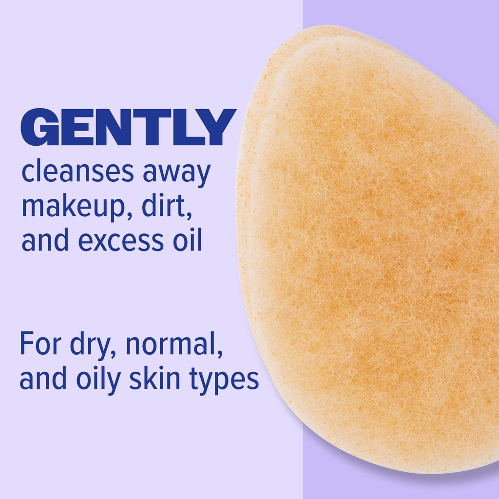 Buf-Puf Gentle Facial Sponge, Dermatologist Developed, Removes Deep Down Dirt & Makeup That Causes Breakouts and Blackheads, Reusable, Exfoliating, 1 Count
