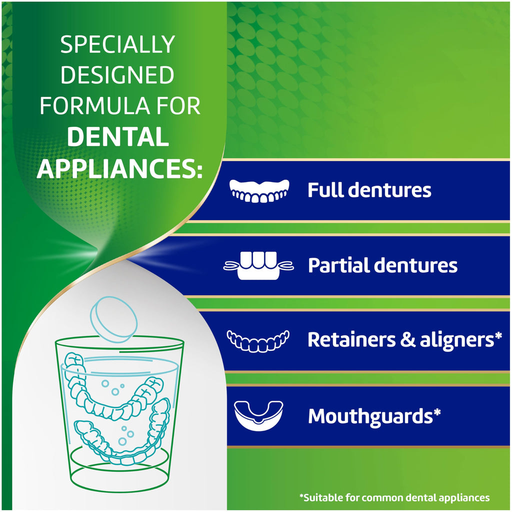 Polident Antibacterial Dental Appliance Cleanser Tablets, 60 Count