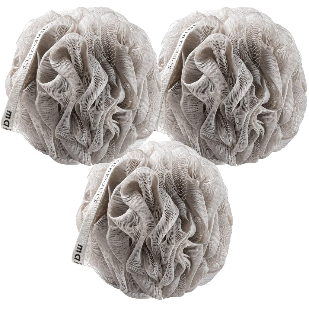 Buy now MainBasics Seaweed Infused Bath Shower Loofah Sponge Pouf Body Wash Scrubber (Set of 3) at indiglob india