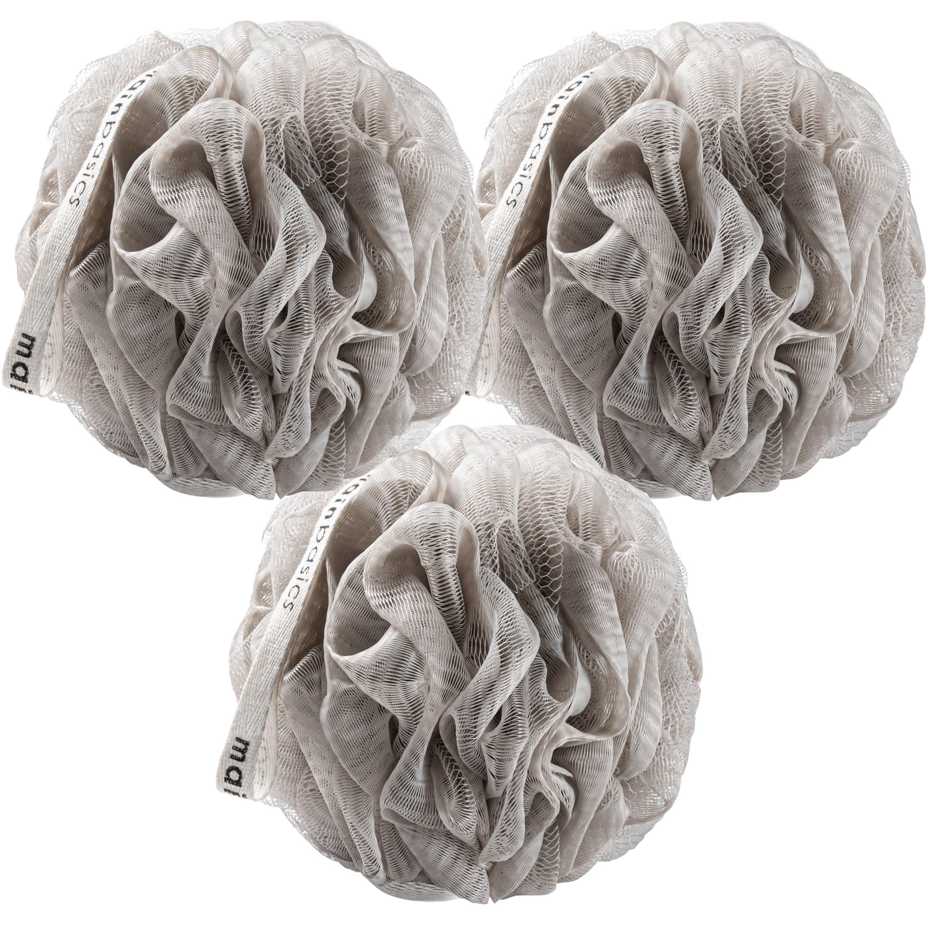 Buy now MainBasics Seaweed Infused Bath Shower Loofah Sponge Pouf Body Wash Scrubber (Set of 3) at indiglob india