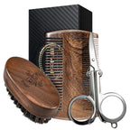 BFWood Small Travel Beard Brush - Natural Boar Bristles with Black Walnut Wood
