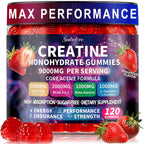 Creatine Monohydrate Gummies 5000mg for Women & Men,120 Count | Blended BCAA, Beta-Alanine, L-Taurine & L-Carnitine Plus B6 B12,Chewable Pre-Workout, Boost Stamina,Ease Muscle Soreness