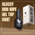 V Beauty Pure No Wipe Gel Top Coat - Long Lasting UV Top Coat Gel, 15ml | Gel Nail Polish, Scratch and Stain Resistant, Durable, Non Yellowing, No Sticky Layer, Glossy, For Manicure & Pedicure