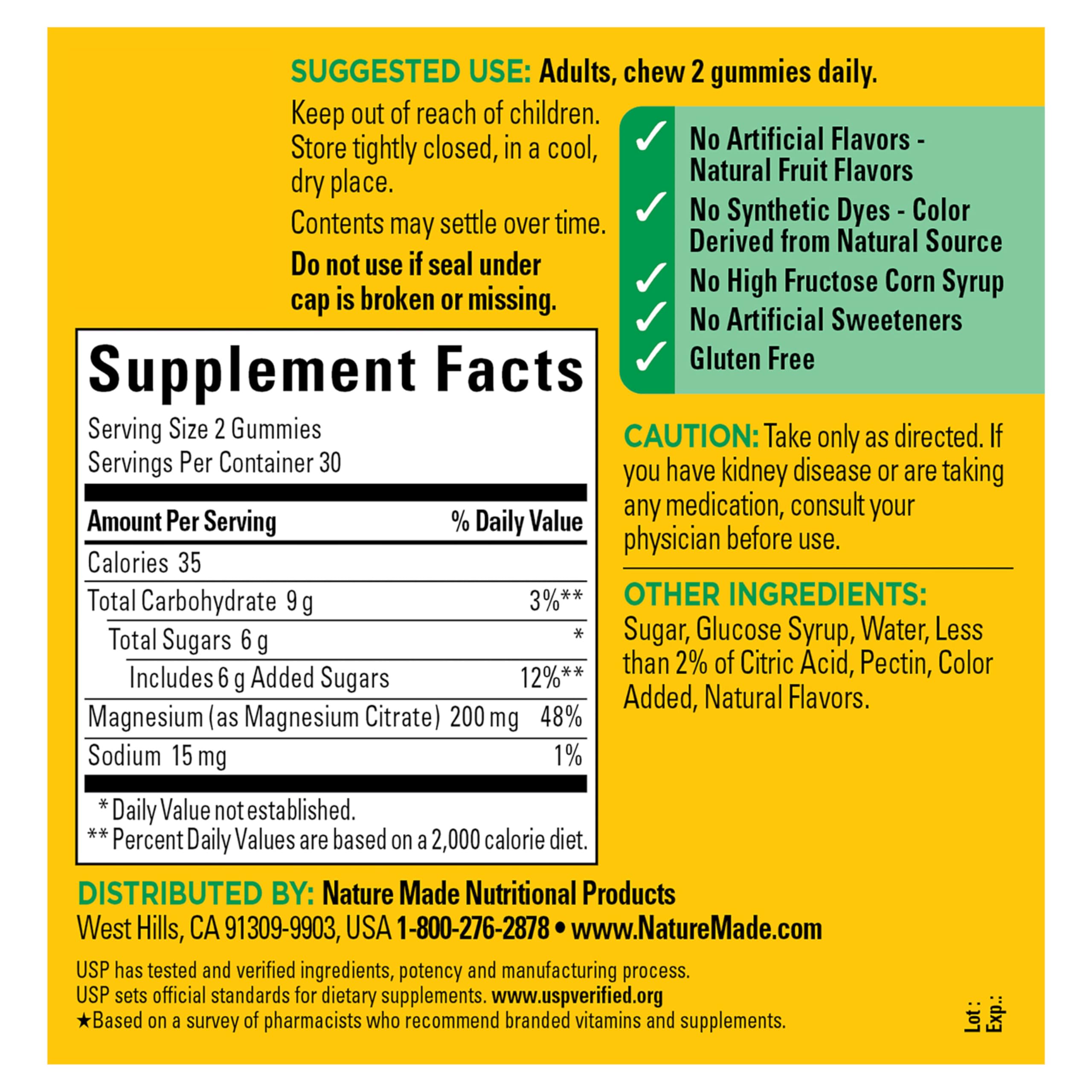 Nature Made High Absorption Magnesium Citrate 200mg per Serving, 60 Gummies | Magnesium Supplement for Muscle, Nerve, Bone and Heart Health Support, Mixed Berry Flavored Magnesium Gummies, 30 Day Supply