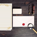 XXINMOH 90 Piece Stationery Set - 60 Vintage-Style Paper Sheets + 30 Envelopes, Gold Border Letter Writing Paper for Love Letters & Party Invitations