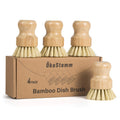 4 Pack Bamboo Dish Brush with Sisal Bristles for Kitchen Cleaning