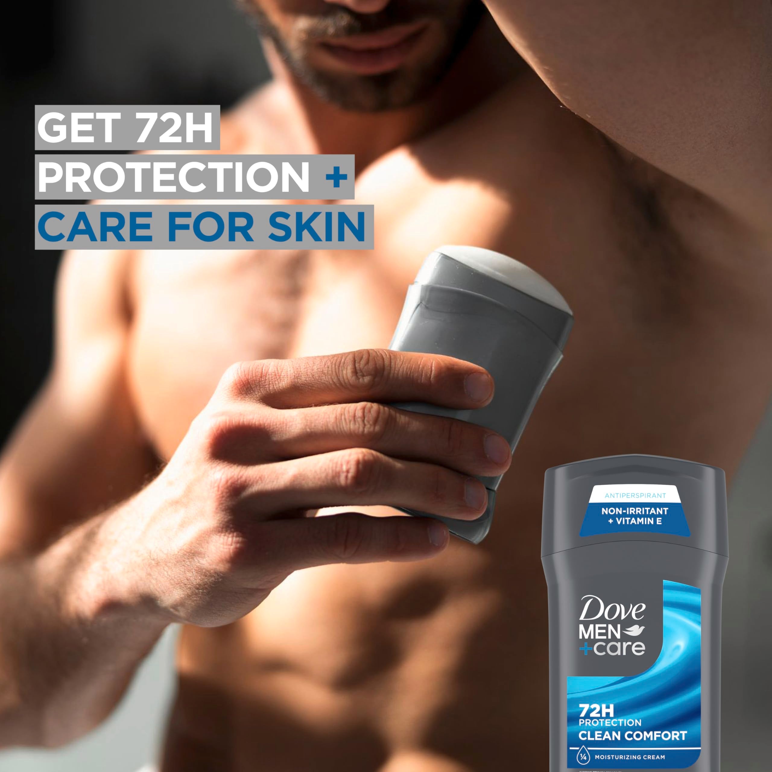 Dove Men+Care Antiperspirant Deodorant Stick 4 Count Clean Comfort 72-Hour Sweat & Odor Protection Antiperspirant for Men With 1/4 Moisturizing Cream 2.7 oz