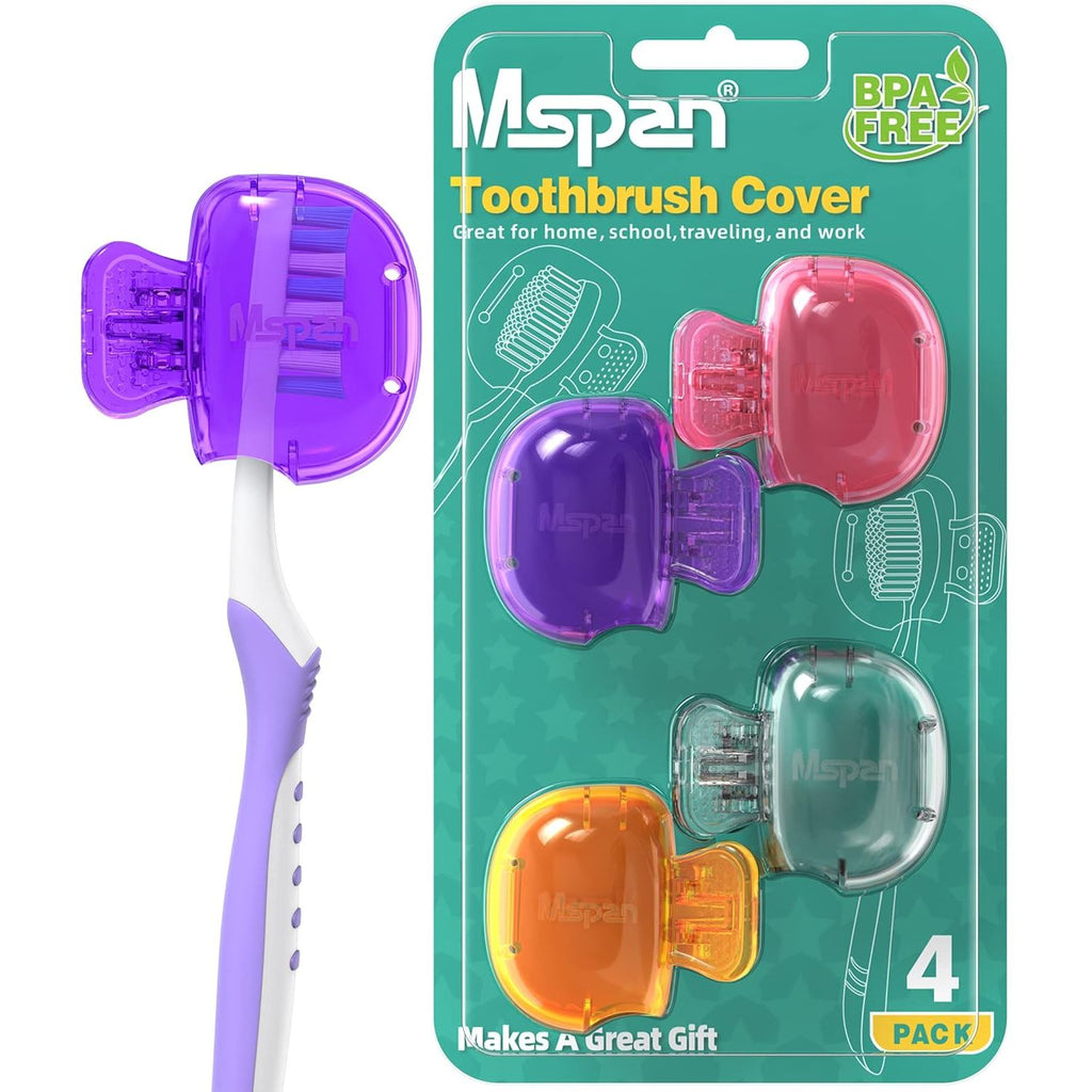 Buy now Mspan Electric Toothbrush Head Cover: Sonic Toothbrush Cap Travel Protector Plastic Brush Pod Protection Clip Case Value Pack Purple, Pink, Orange, Clear at indiglob india