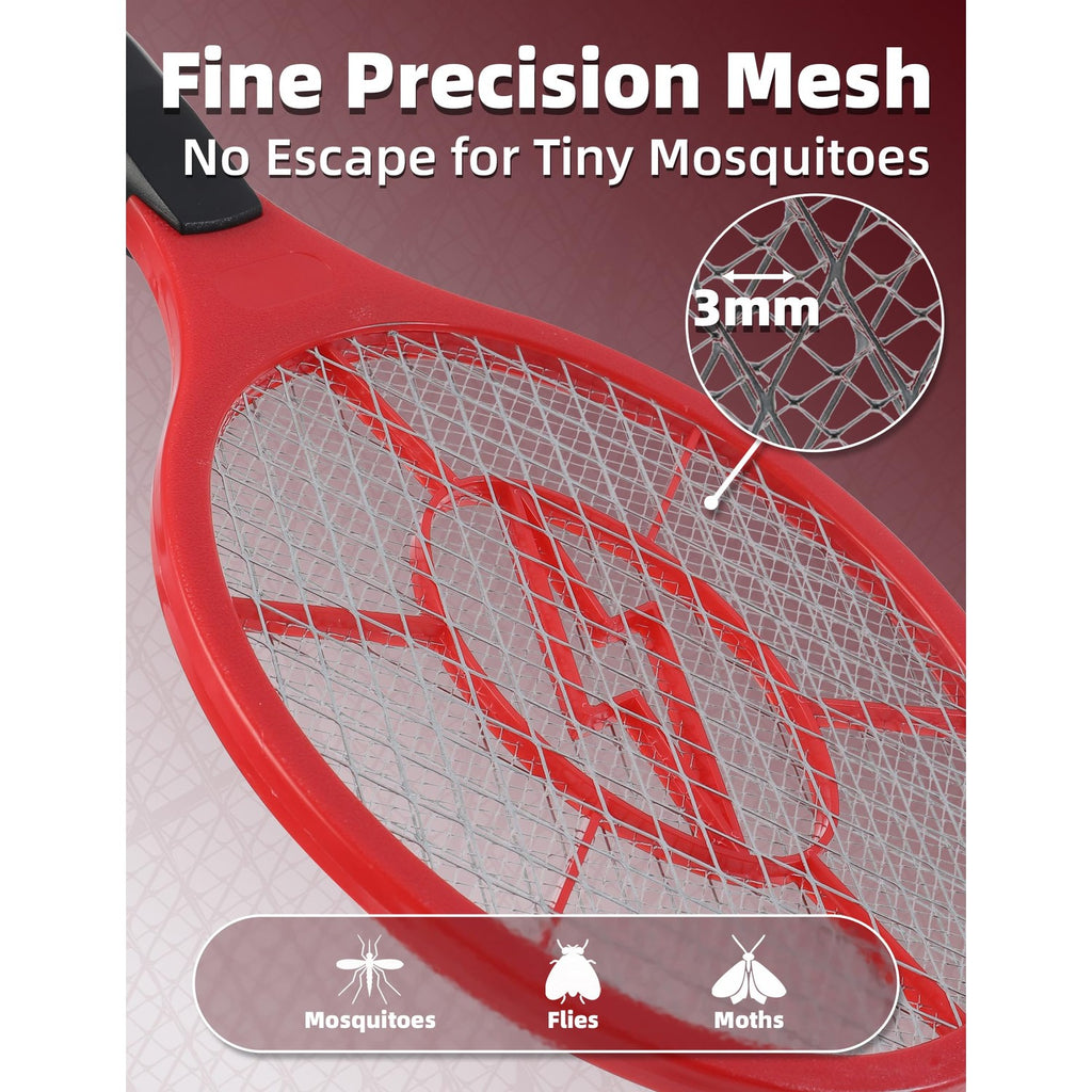 Electric Fly Swatter 2 Pack (Red & Blue), Battery Powered Bug Zapper Racket for Mosquitoes & Flies, Safe Protective Mesh, Indoor & Outdoor Use, Batteries Not Included