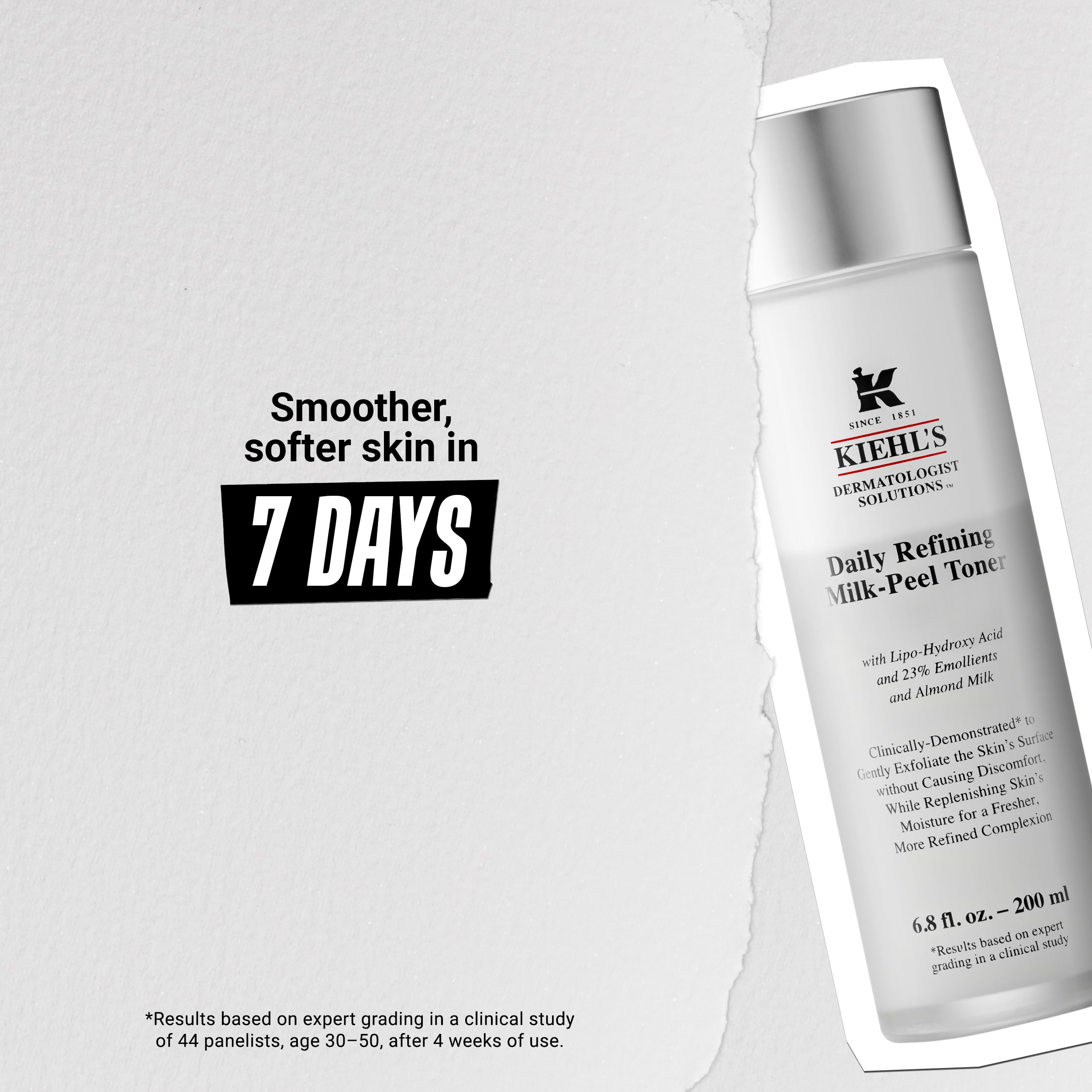 Buy now Kiehl's Daily Refining Milk-Peel Toner, Gentle Exfoliating Facial Toner, Refines Skin Texture, Brightens & Softens Skin, Restores Moisture, with Lipo-Hydroxy Acid & Almond Milk - 6.8 fl oz at indiglob india