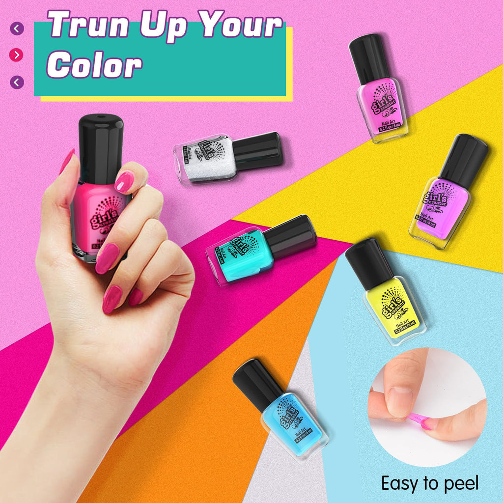 Amagoing Nail Polish Set for Girls Ages 7-12, Kids Nail Art Studio Kit, Non Toxic Quick Dry Nail Polish, Nail Dryer, Storage Desk, Glitter, Cool Girls Stuff, Birthday Gifts Ideas 8 9 10 11 Years Old