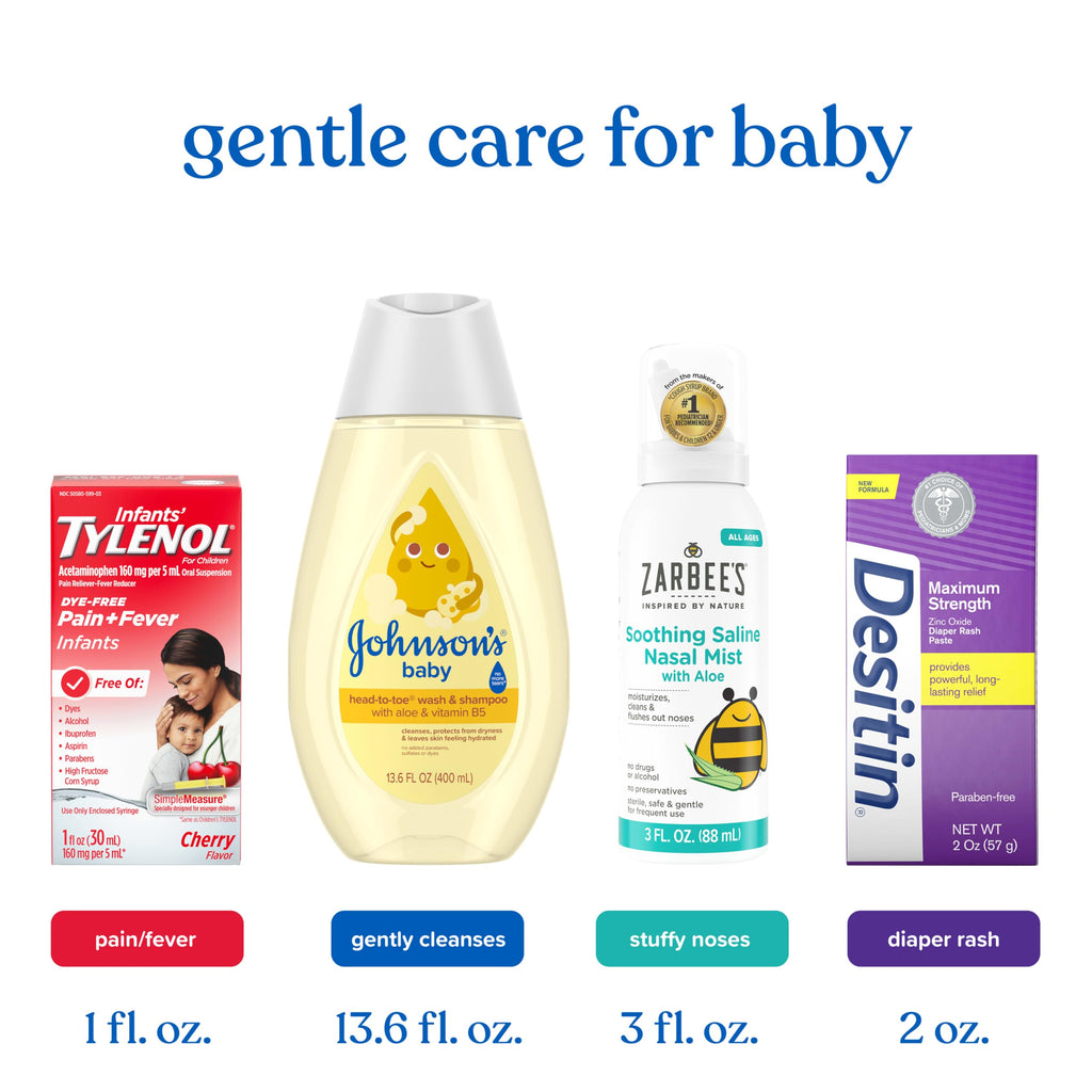 Johnson's Baby Gentle Care Kit with Desitin Maximum Strength, 4 Items