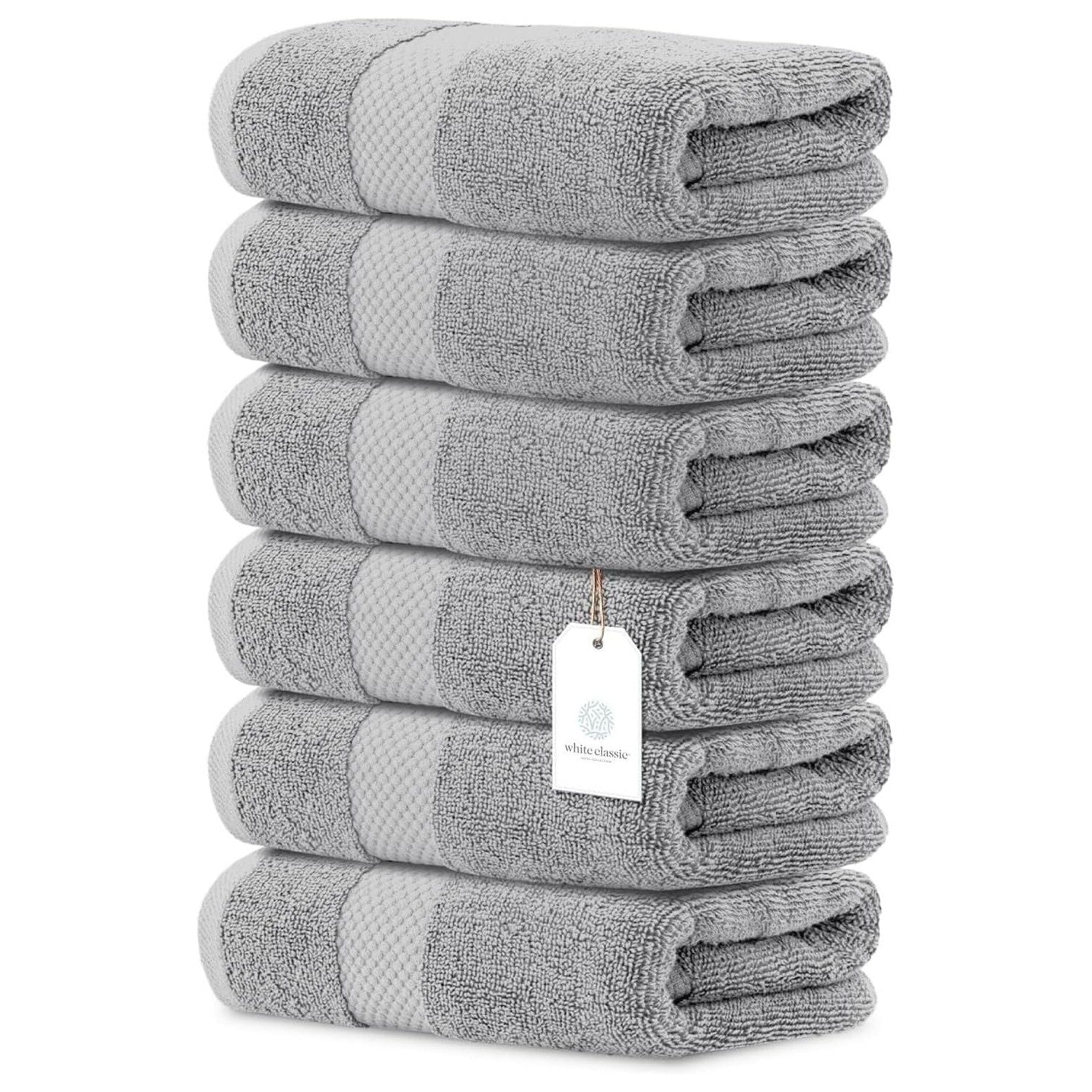 Buy now Luxury White Hand Towels - Soft 100% Turkish Cotton | Highly Absorbent Hotel spa Bathroom Towel Collection | 16x30 Inch | Set of 6 06: Dolphin Gray at indiglob india