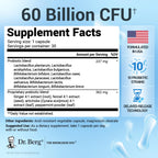 Dr. Berg Probiotic Supplement (60 Billion CFUs) - Helps Ease Occasional Constipation, Diarrhea, Gas & Bloating* - Pre and Probiotics for Digestive Health - 30 Probiotic Capsules