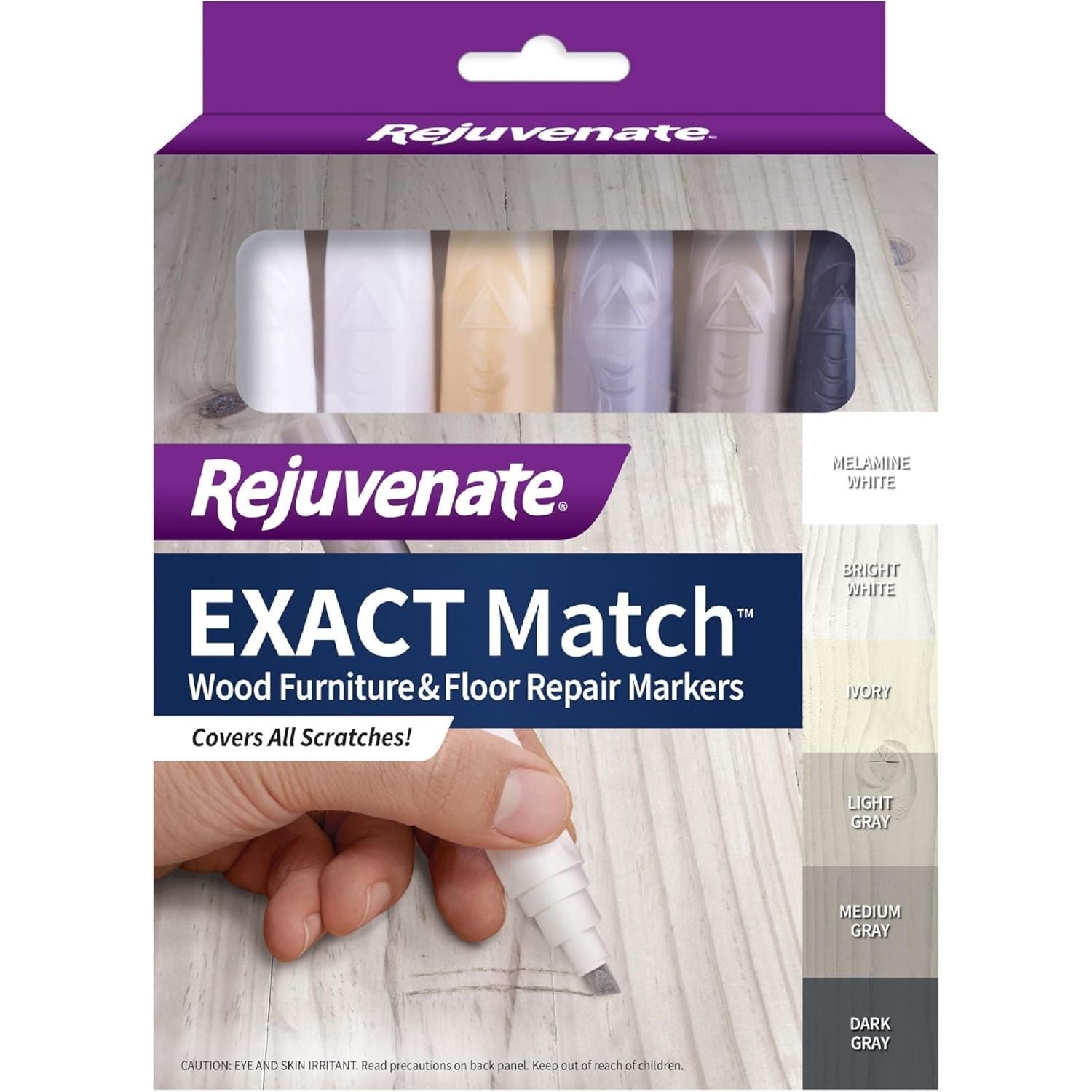 Buy now Rejuvenate Exact Match Wood Furniture & Floor Repair Markers, 6 Count, Brown Markers Cover All Scratches, Scuffs And Damage To Wood Furniture And Flooring White Gray at indiglob india