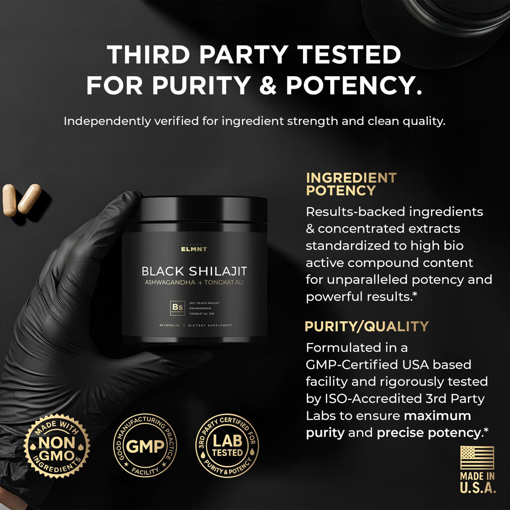 100x Strength Black Shilajit for Men w. 10% Tongkat Ali & Ashwagandha