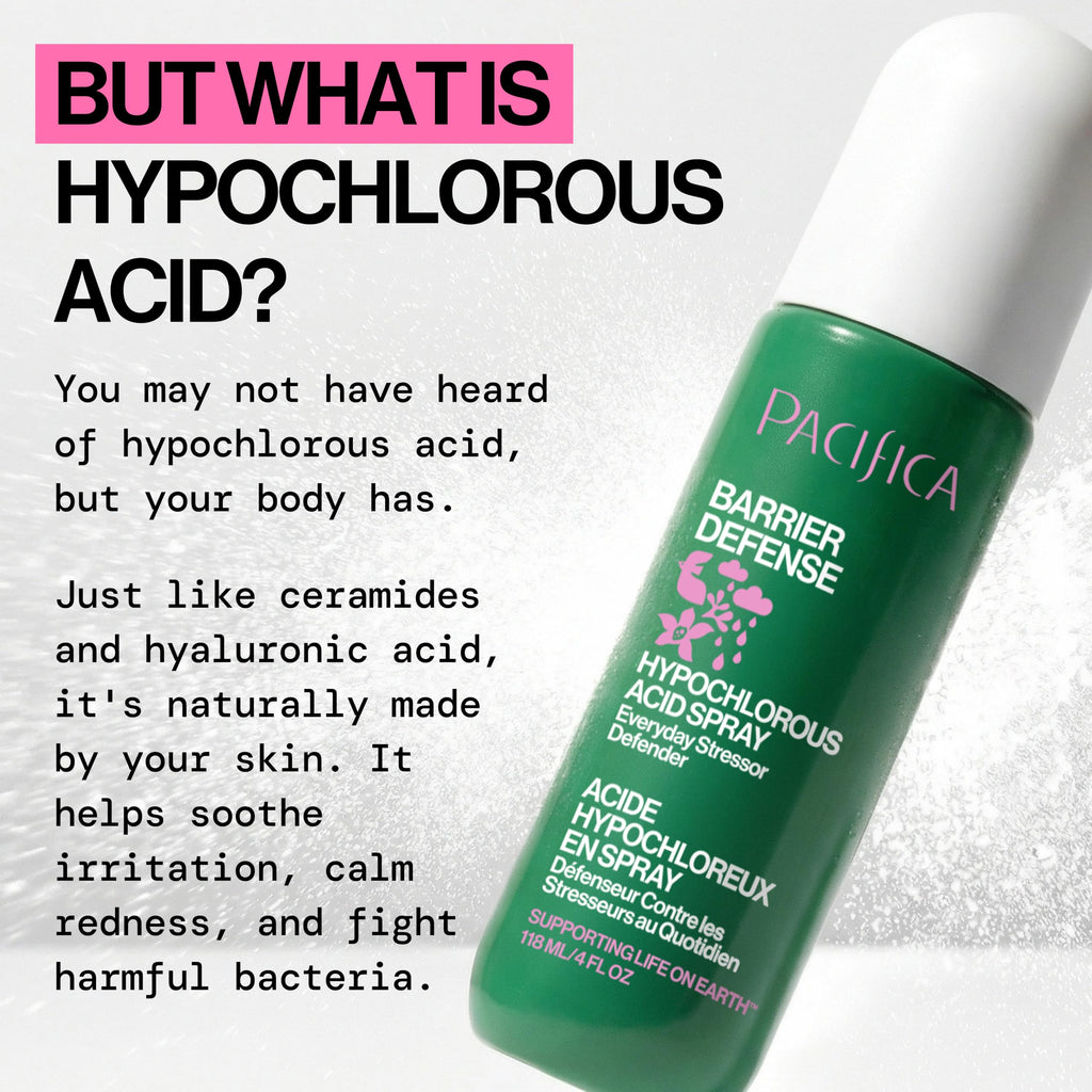 Pacifica Hypochlorous Acid Spray for Face and Skin; Barrier Defense Facial Mist | Soothe Redness, Acne, Eczema, Irritation | HOCl Non-Toxic Clean Formula Facial Cleanser Spray | Fragrance-Free, Vegan
