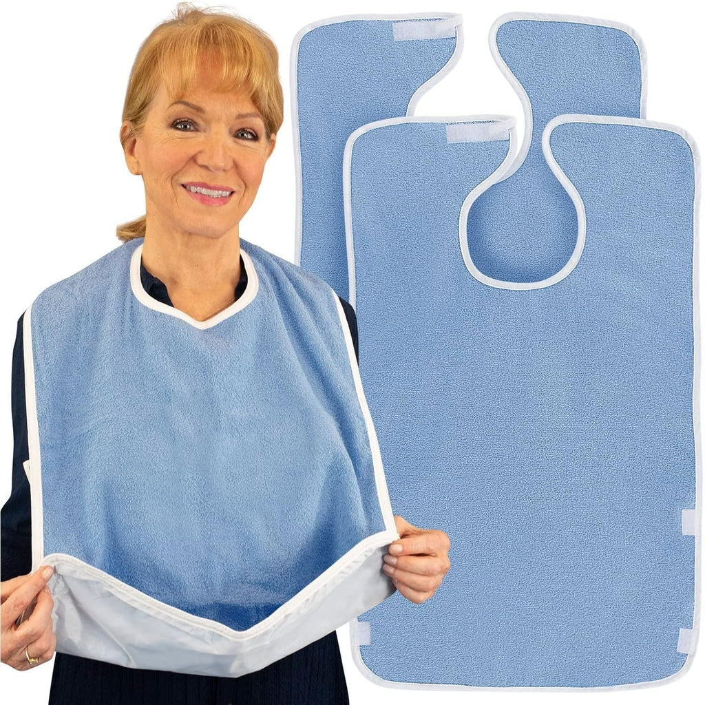 Buy now Vive Adult Bibs - Waterproof Apron Set for Men, Women for Eating with Adjustable Strap - Washable Reusable Large Terry Cloth at indiglob india