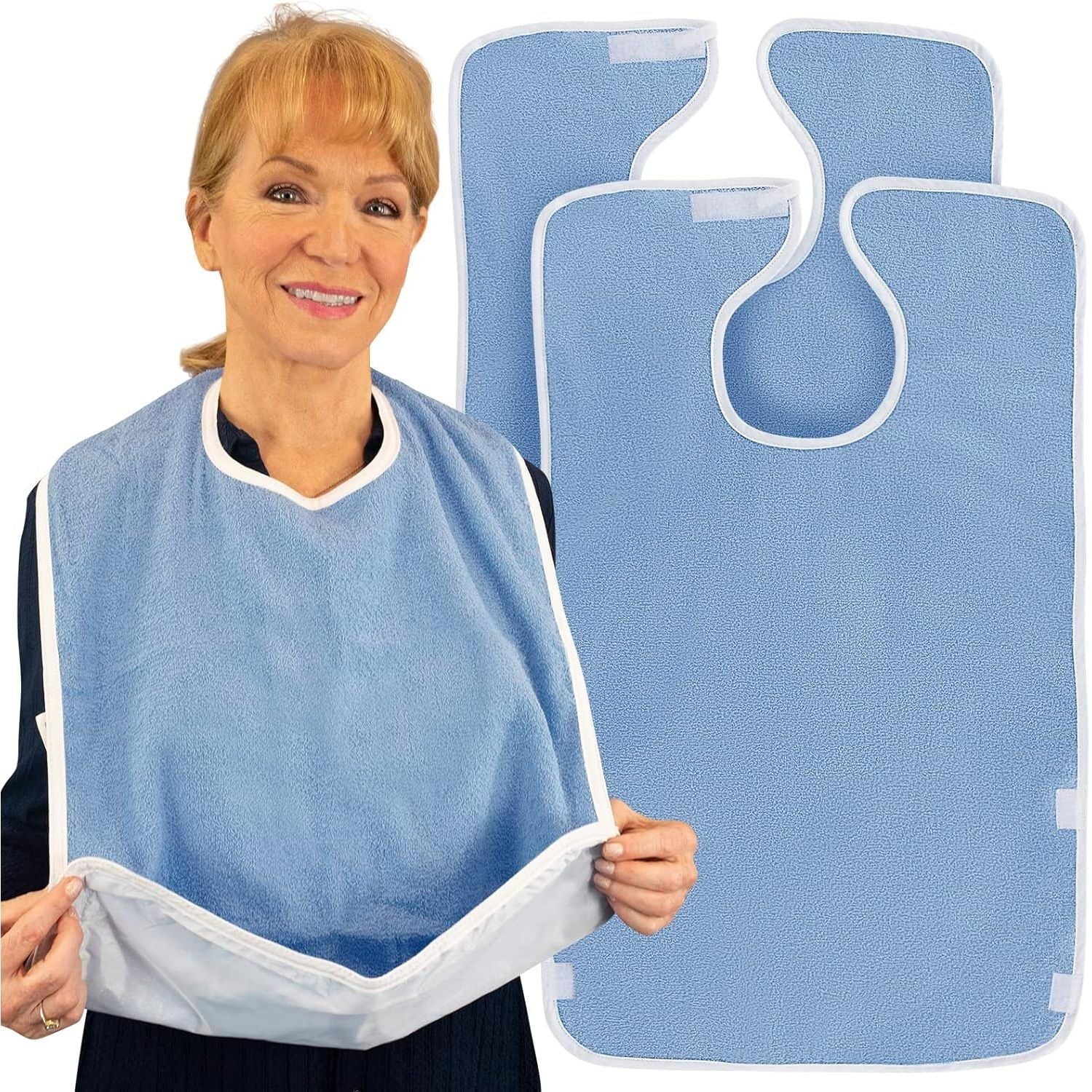Buy now Vive Adult Bibs - Waterproof Apron Set for Men, Women for Eating with Adjustable Strap - Washable Reusable Large Terry Cloth at indiglob india