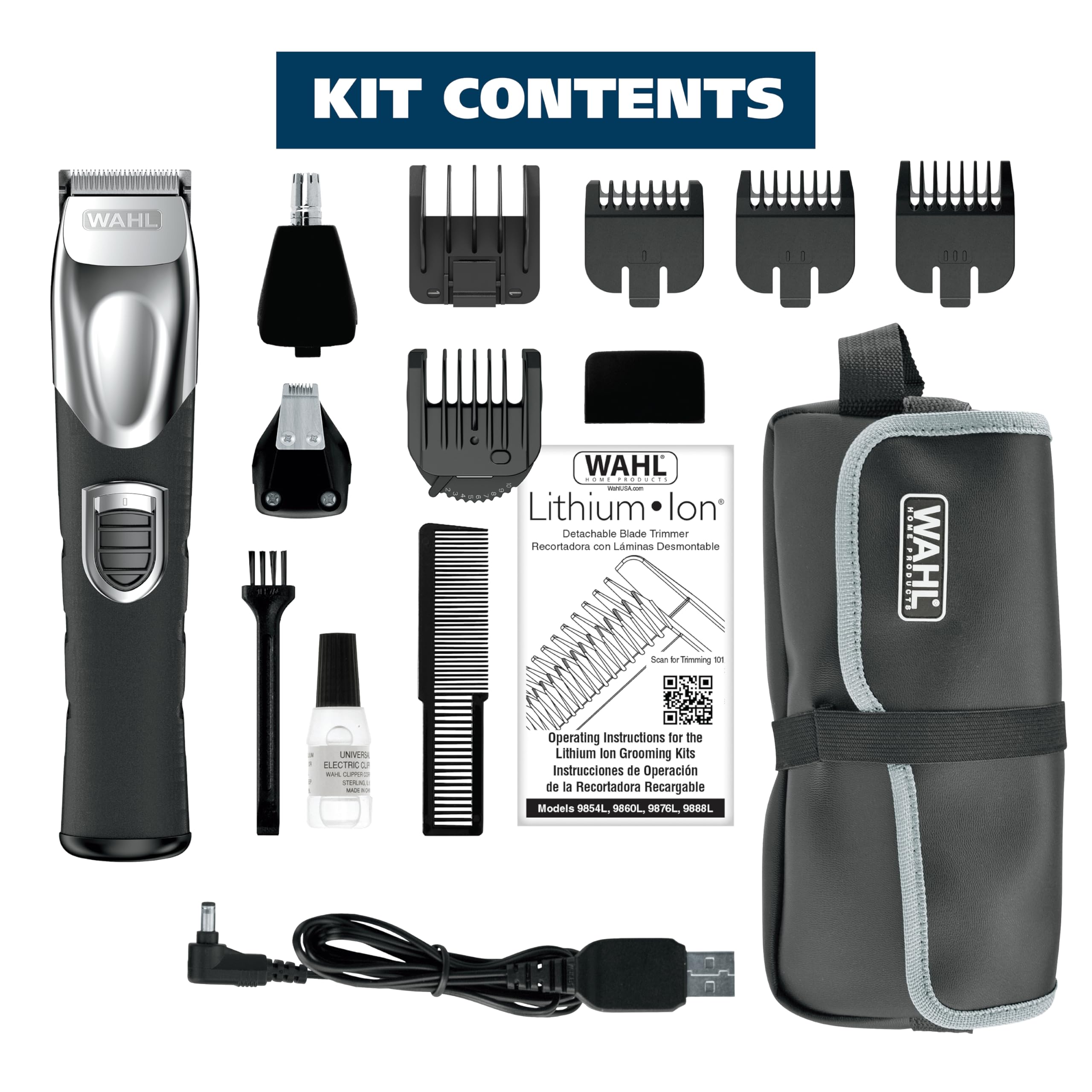 Buy now Wahl USA Rechargeable Lithium Ion All in One Beard Trimmer for Men with Detail and Ear & Nose Hair Trimmer Attachment Æ’?? Model 9854-600B at indiglob india
