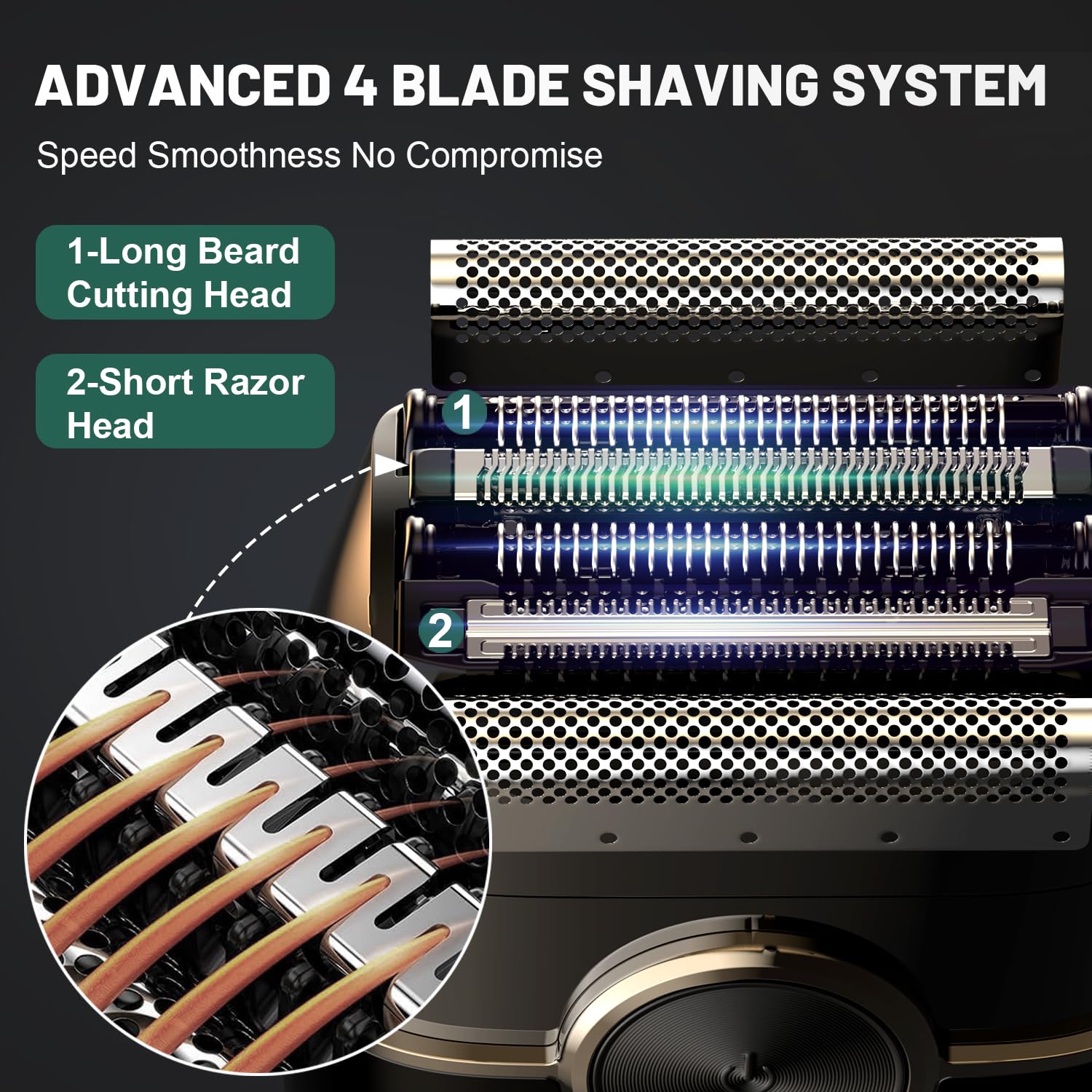 Electric Foil Shavers for Men: 4 Floating Blades & Dual Speed | Mini Electric Razors for Men With Wet or Dry - Cordless Razor with LED Display- Face Shaver with USB-C Charge & Travel Lock