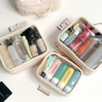 Buy now Veki Transparent Makeup Bag Travel Cosmetic Bags Case Waterproof Toiletries Bag Large Capacity Open Storage Bags Organizer With Zipper, Portable Make Up Organizer for Women and Girls at indiglob india