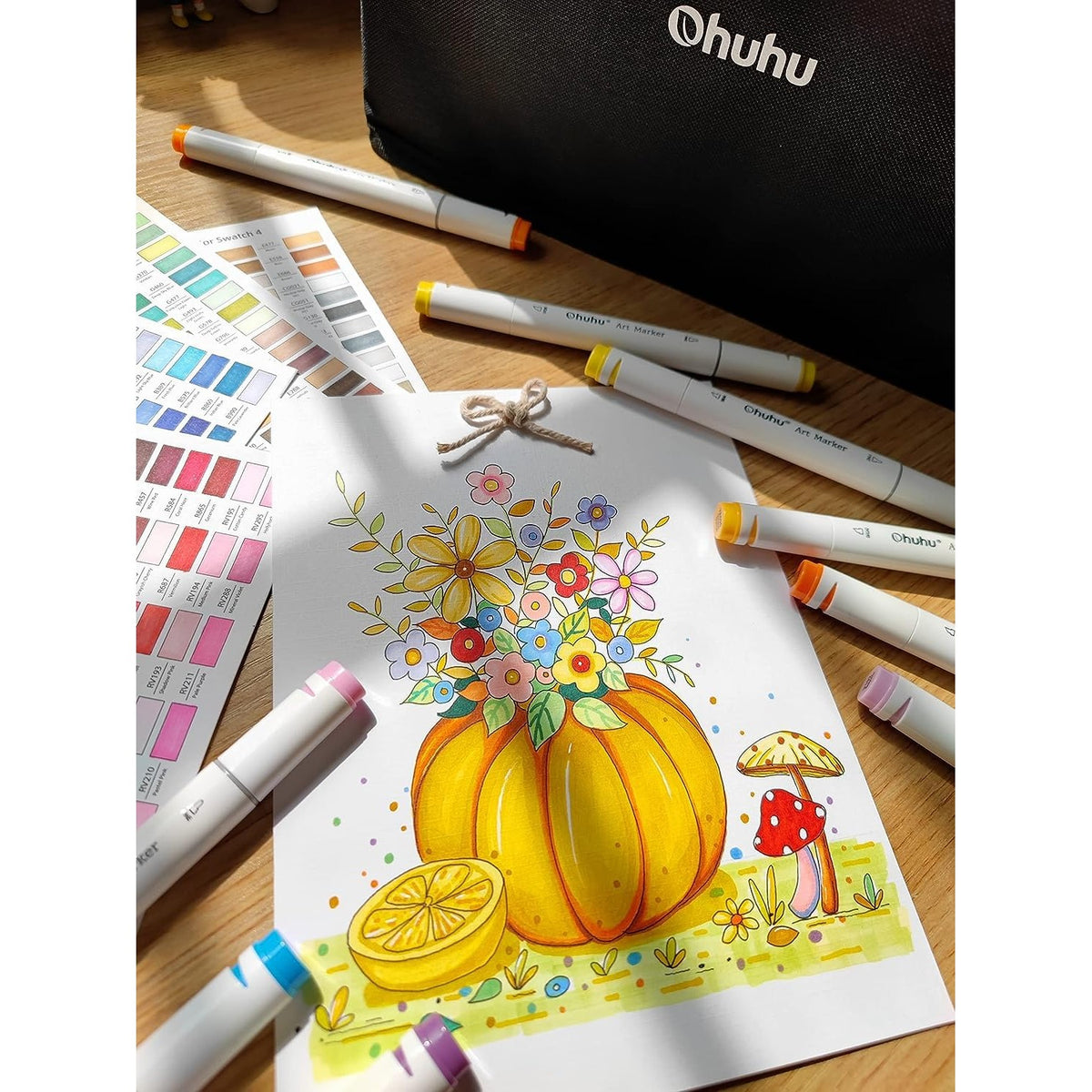 Ohuhu Alcohol Markers 40 Colors Chisel Fine AP Certified for Adult Coloring