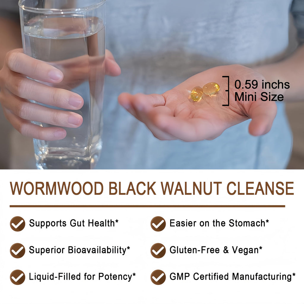 Wormwood Black Walnut Cleanse for Humans - High Absorption Wormwood Black Walnut Cloves Softgels for Digestive Cleanse Detox - Soursop Pumpkin Seed Oil of Oregano Turmeric Berberine - Non-GMO