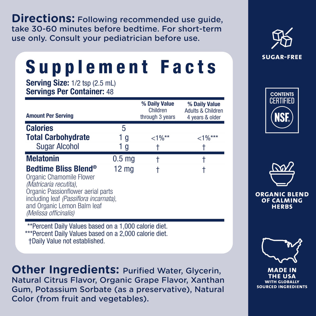 Mommy's Bliss Kids Sleep Support Liquid w/Melatonin, Grape Flavor, 4 Oz