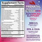 Prenatal Vitamins for Women with Folic Acid + Omega 3 DHA for Fetal Brain Development, Best Prenatal Vitamin Supplement, Daily Pregnancy Multivitamin Nutritional Support, Non-GMO - 60 Softgels