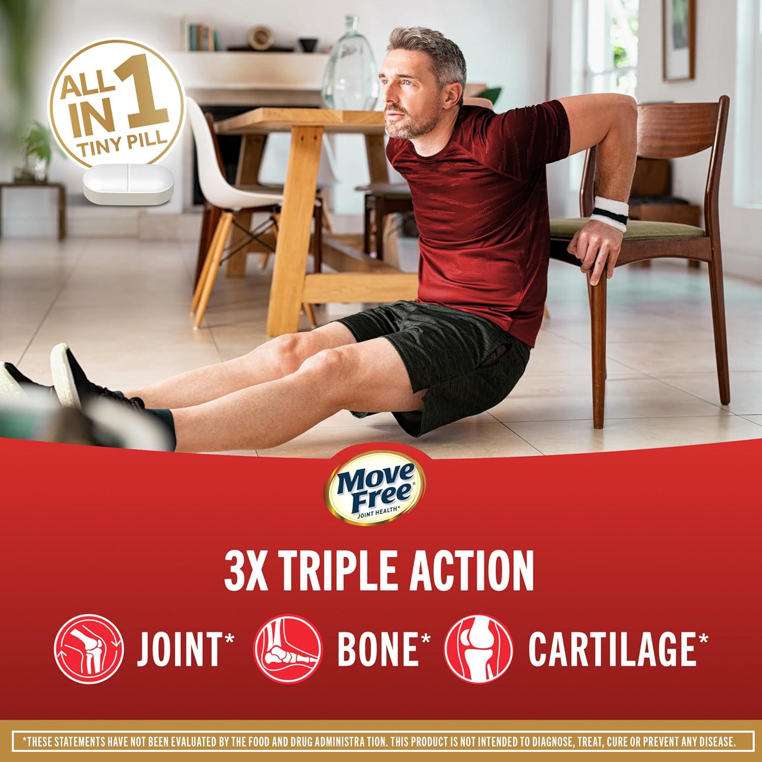 Buy now Move Free Ultra Triple Action Joint Support Supplement - Type II Collagen Boron & Hyaluronic Acid - Supports Joint Comfort, Cartiliage & Bones in 1 Tiny Pill Per Day, 30 Tablets (30 servings)* at indiglob india