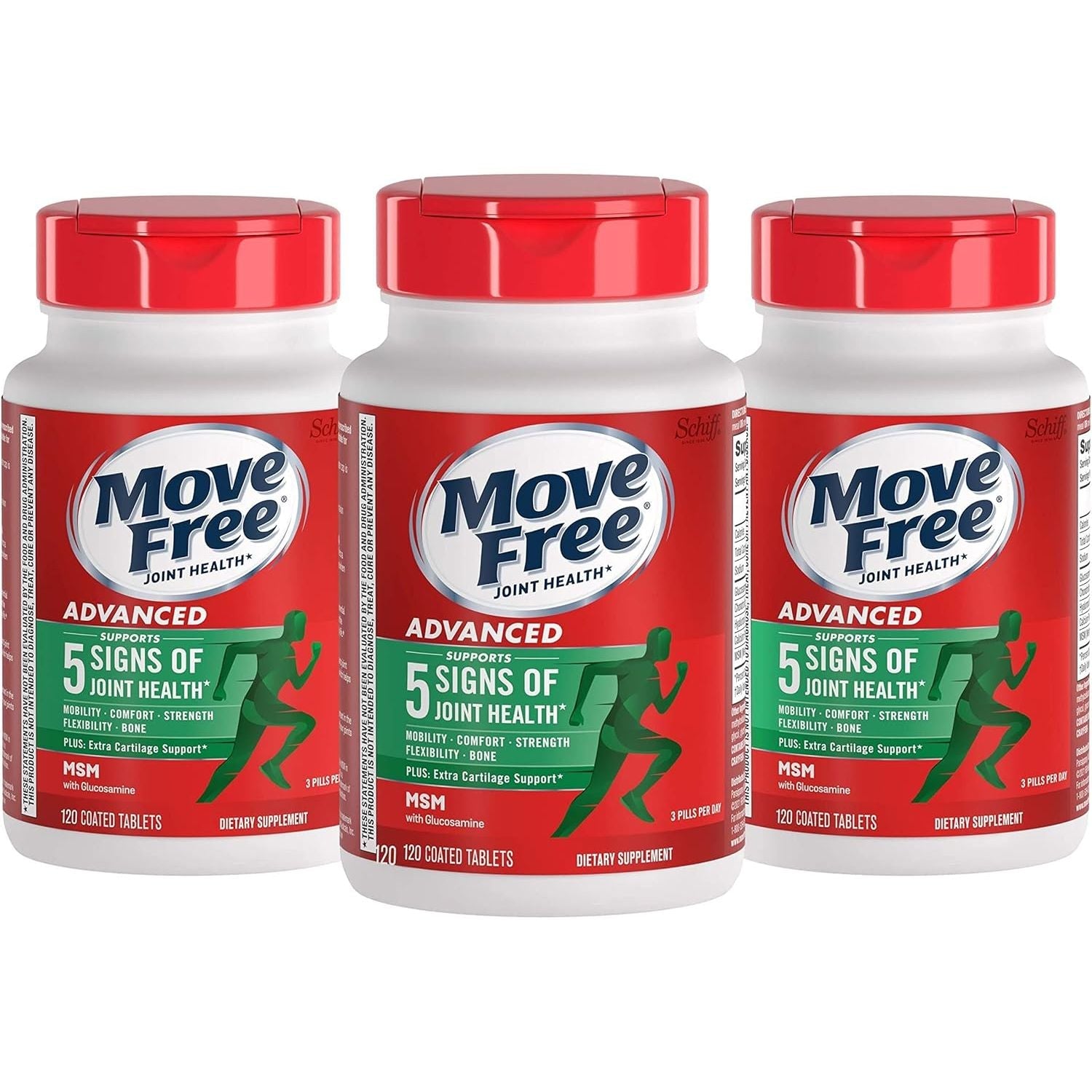 Buy now Move Free Advanced Glucosamine Chondroitin MSM Joint Support Supplement, Supports Mobility Comfort Strength Flexibility & Bone - 120 Tablets (40 servings)* 3 at indiglob india
