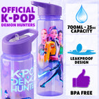 KPop Demon Hunters Officially Licensed Huntrix Water Bottle for Girls, 25oz Leak Proof with Straw Lid, Gifts for Girls