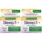 Nature's Bounty Stress Support Plus Melatonin, 56 Tri-Layered Tablets | Sleep3 Maximum Strength 100% Drug Free Sleep Aid, Dietary Supplement with Ashwagandha, Time Release Technology, 10mg