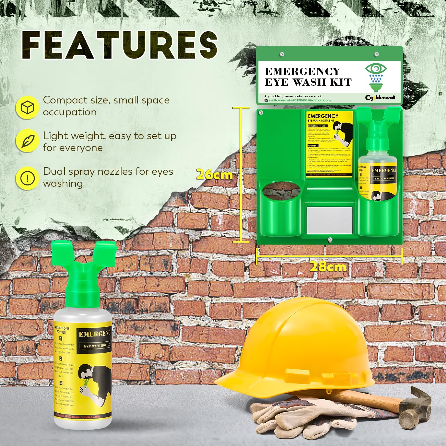 Buy now CGOLDENWALL Emergency Eye Wash Station Portable Eyewash Station Wall Mounted Eye Wash Kit, OSHA Approved Double 16.9oz Eye Wash Bottles for First Aid (EMPTY Bottles) at indiglob india