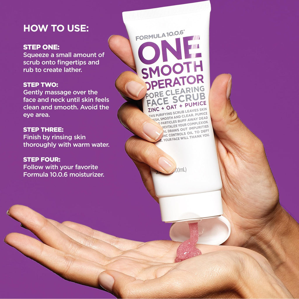Formula 10.0.6 One Smooth Operator (3.4 Fl. Oz.) Pore Clearing Face Scrub that Leaves Skin Fresh, Smooth & Clear -Vegan, Paraben-Free & Cruelty-Free