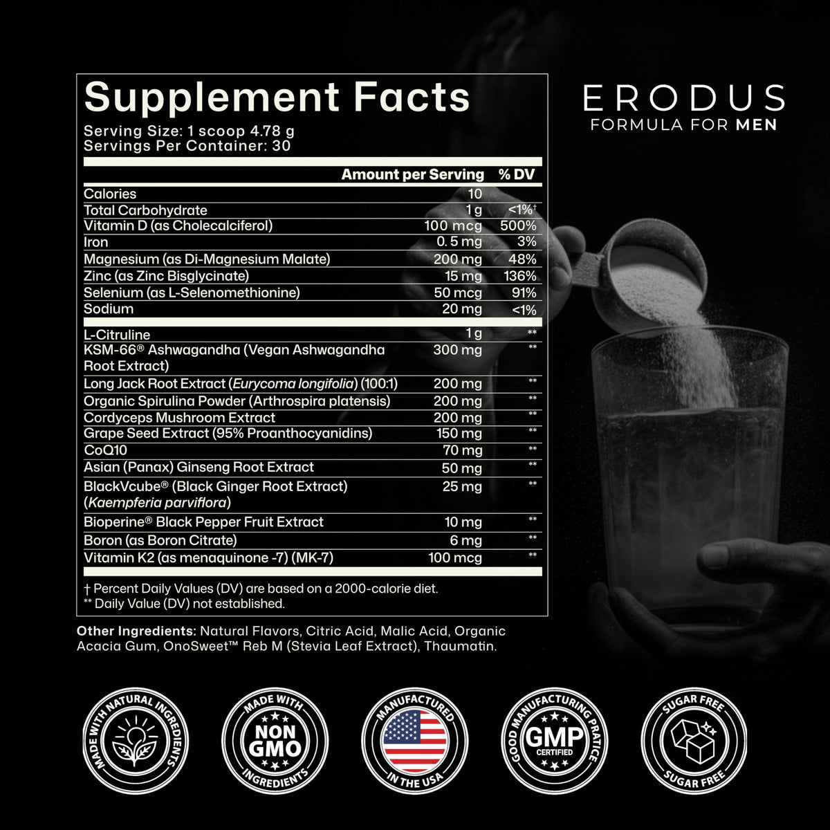 Testosterone Support Powder for Men, Energy & Stamina, 30 Servings