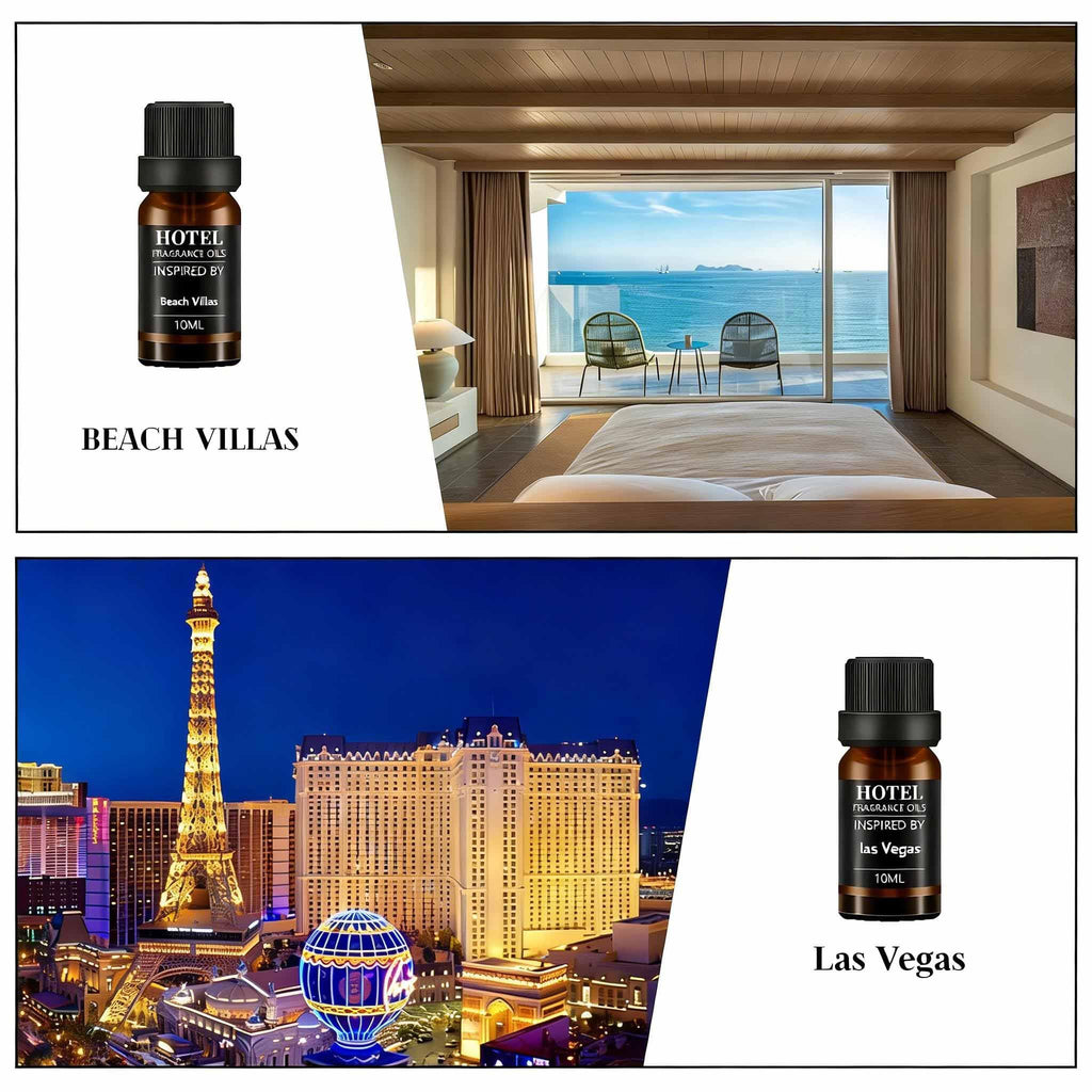 Hotel Collection Diffuser Essential Oil Gift Set,Hotel Scents for Home,Stress Relief Air Freshening,My Way,The Beach Villas and Other Luxury Hotel Scents Waterless Essential Oil Diffuser