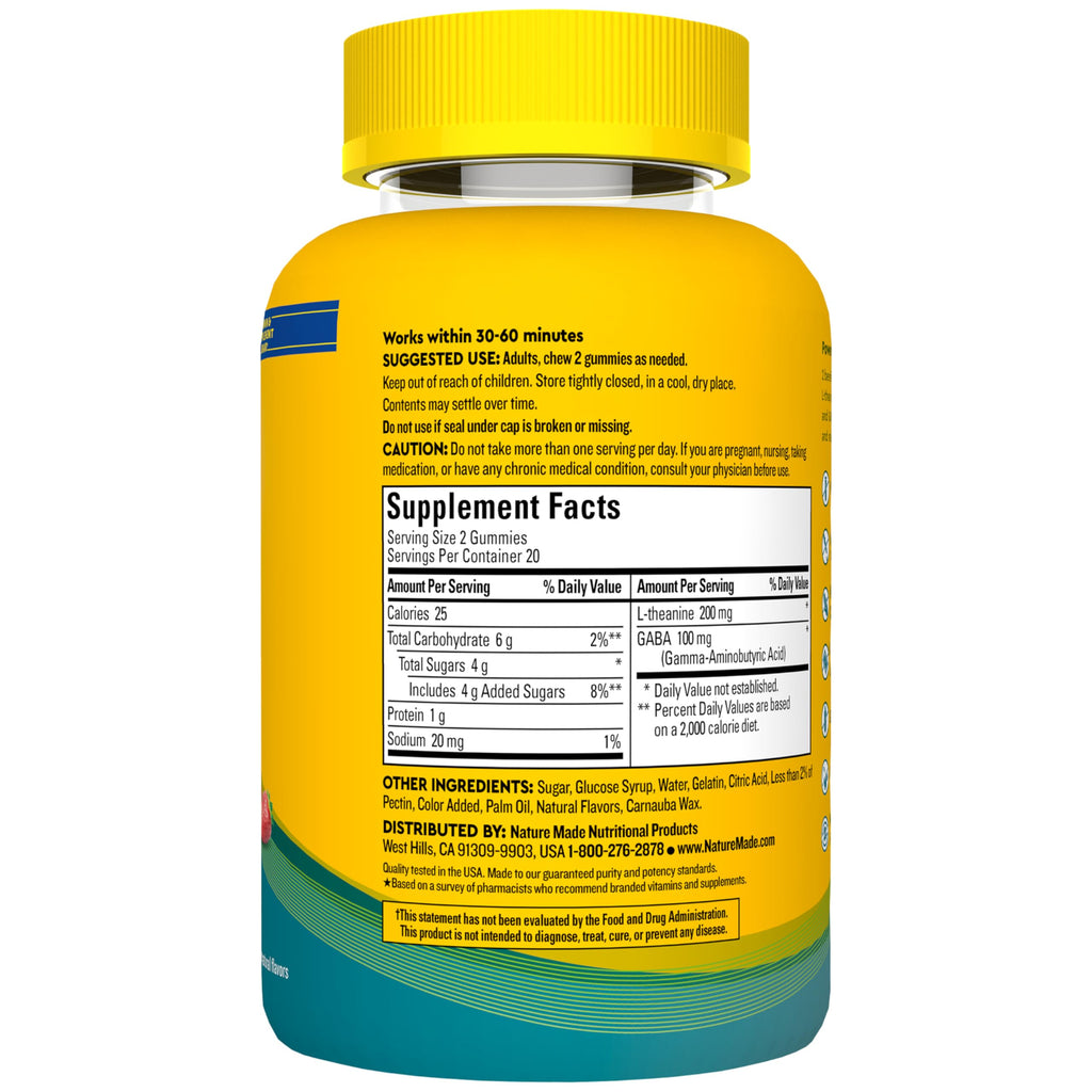Nature Made Wellblends Stress Relief Gummies, 40 Strawberry Flavor Gummies | L theanine 200mg to Help Reduce Stress, with GABA 100mg, Same Day Stress Support