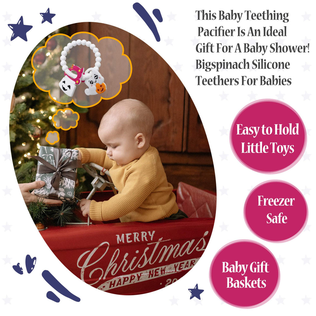 BIGSPINACH Halloween Baby Teether Toy, Ghost Silicone Teething Ring Gift
