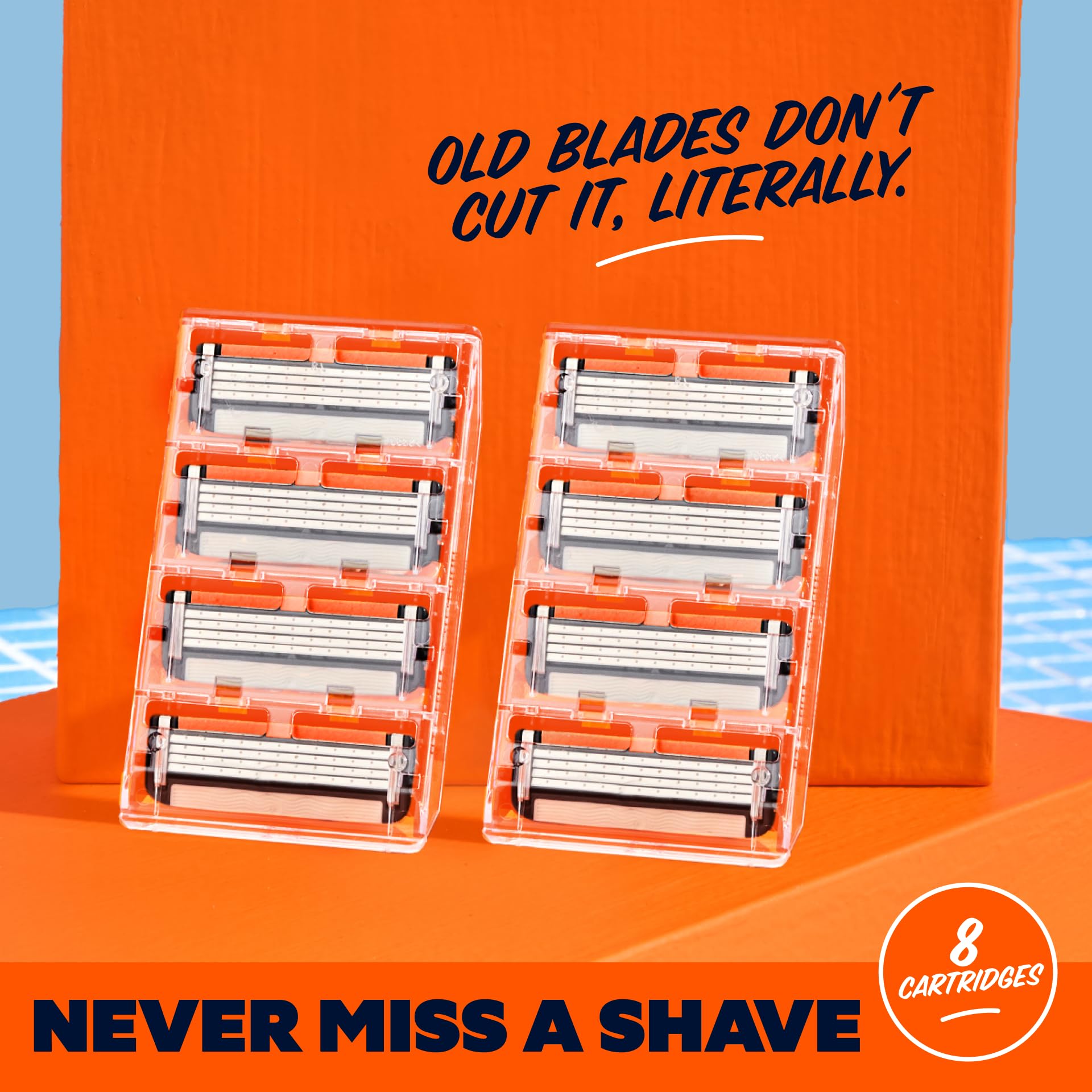 Dollar Shave Club | 4 Blade Razor Refills (8 Pack) | Swift Rinse Blades for Longer and Thicker Hair
