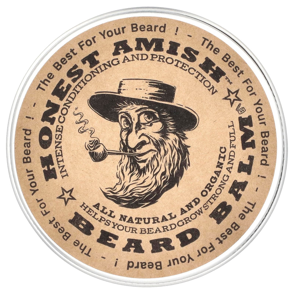 Honest Amish Beard Balm Leave-in Conditioner - Made with only Natural and Organic Ingredients - 2 Ounce Tin | Shea Butter, Coconut Oil & Argan Oil Blend Softens and Conditions for Smoother Daily Beard Styling